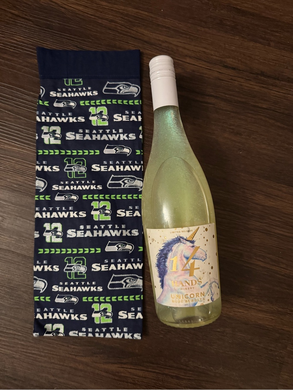 Seattle Seahawks Navy & Green Bottle Gift Bag - Home Party Supplies